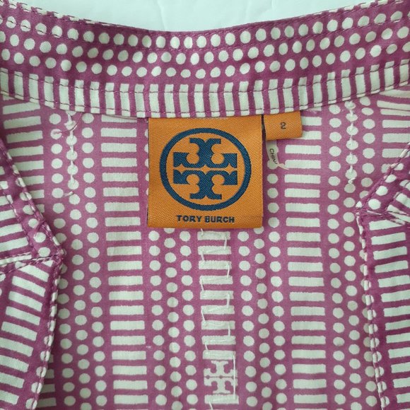 Tory Burch Stephanie Embellished Sequined Tunic Shirt Wild Orchid - Size 2 - Picture 6 of 9